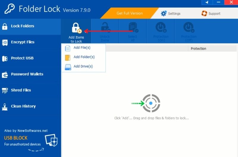 Adding items to Folder Lock.