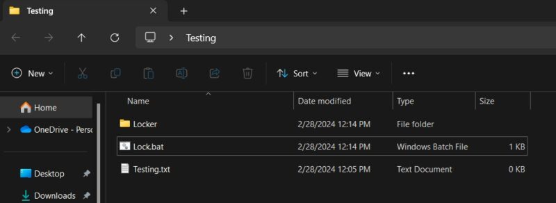 Locker folder makes an appearance once BAT file is executed.