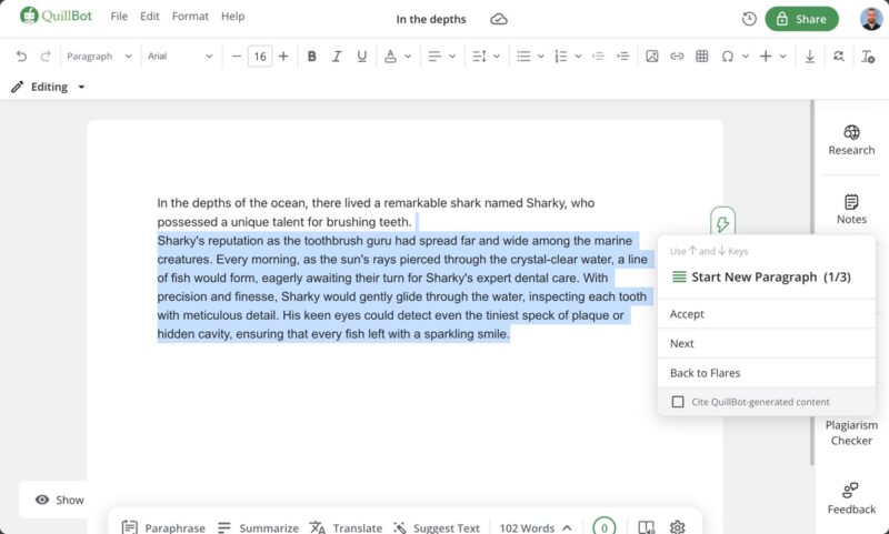 Quillbot Generating A New Paragraph