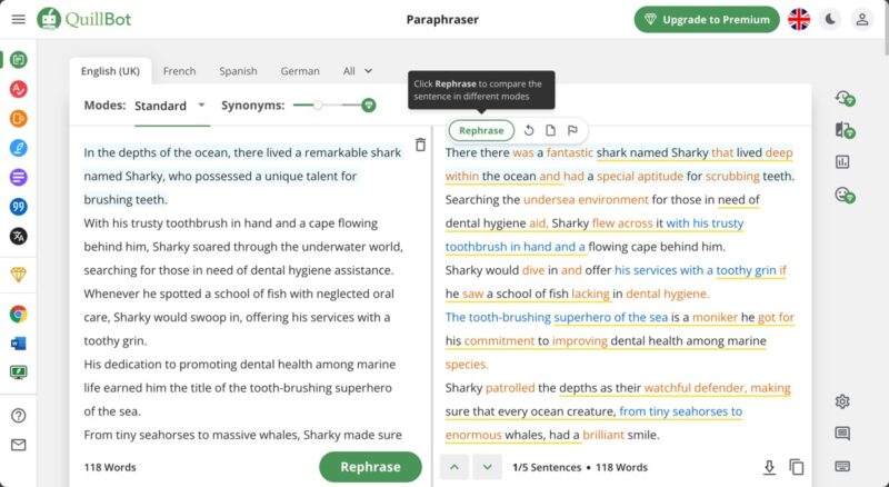 Quillbot Paraphrasing A Short Story