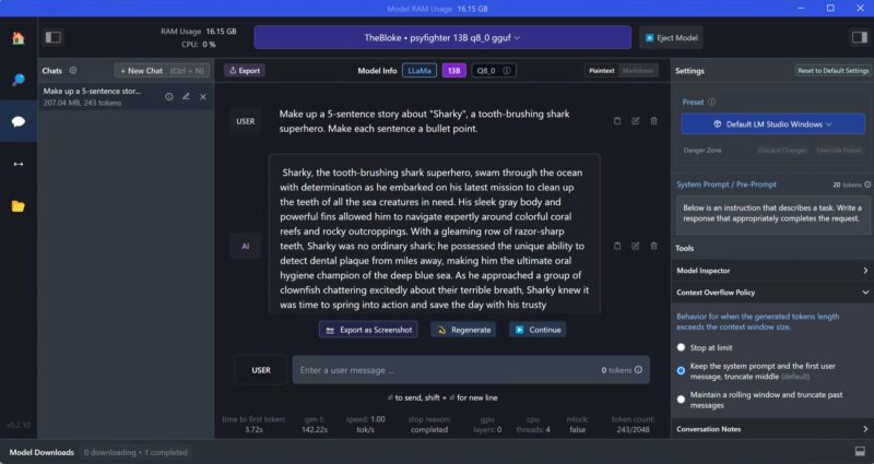 Screenshot Of Lm Studio Output