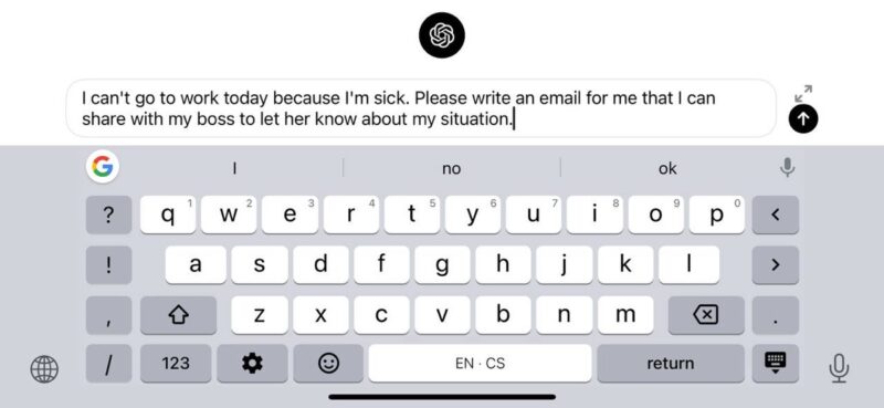 Screenshot Of A Prompt Entered In Chatgpt On Ios 