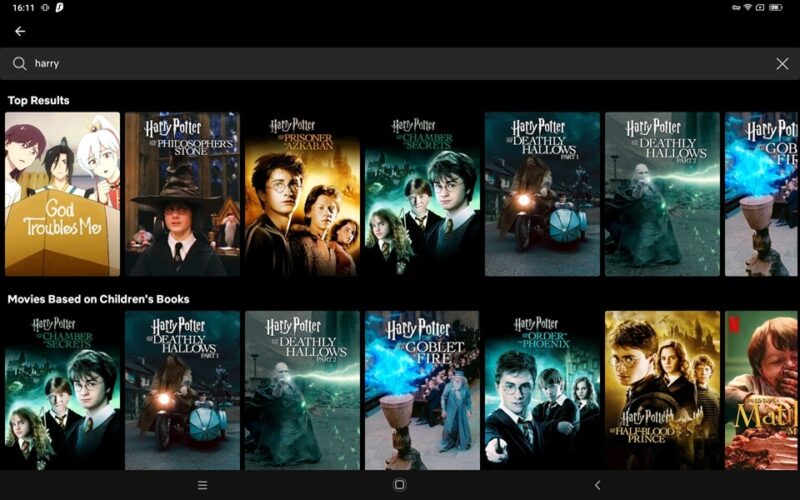 Netflix app on Android tablet running Surfshark VPN app.