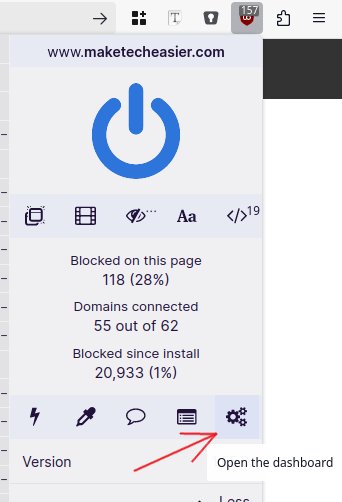 Ublock Origin Open Dashboard