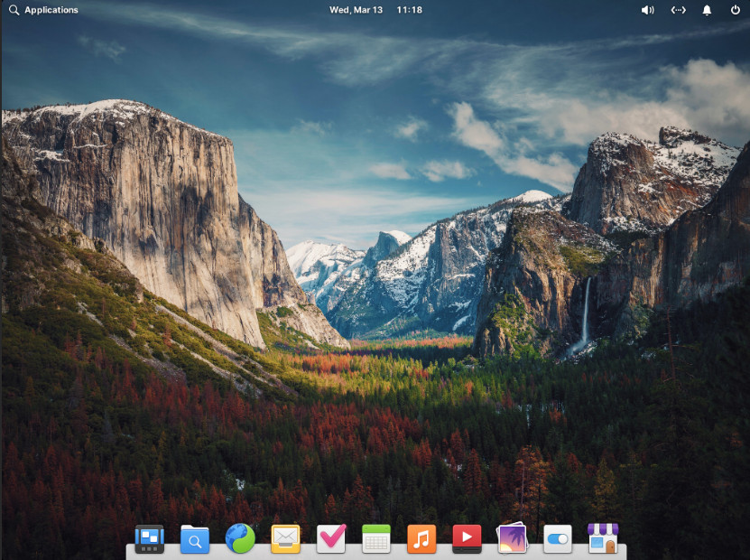 A screenshot of the default Elementary OS desktop.