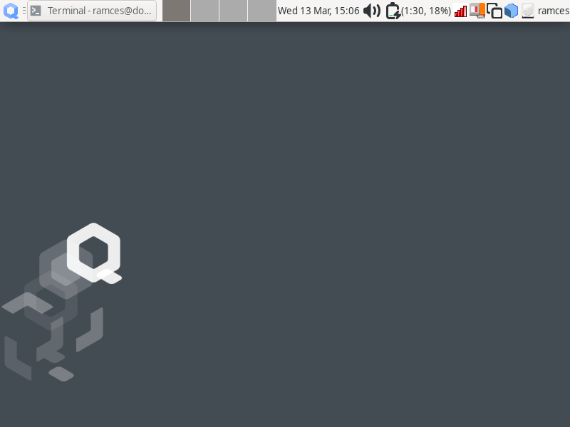 A screenshot of the default Qubes OS desktop.