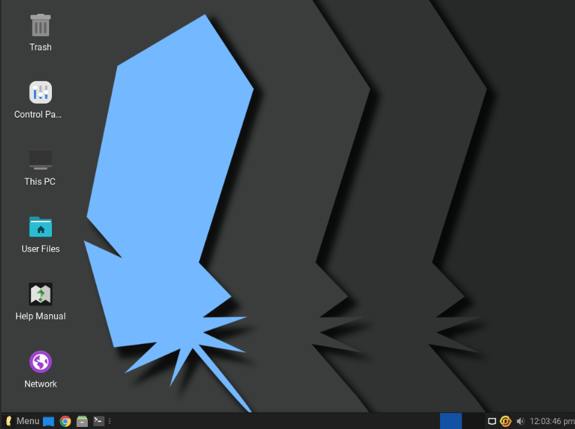 A screenshot of the default Linux Lite desktop.