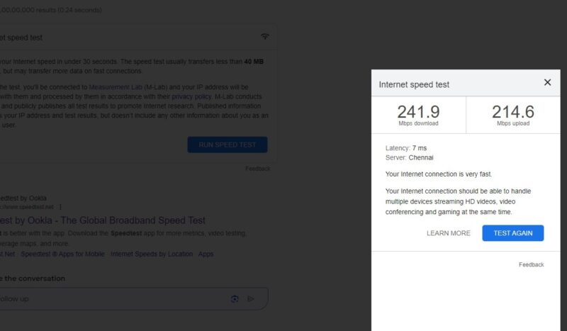 Best Internet Speed Test Sites Google Speed Test Result