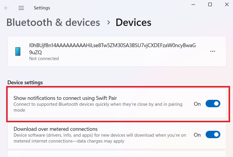 Connect Bluetooth using Swift pair setting. 