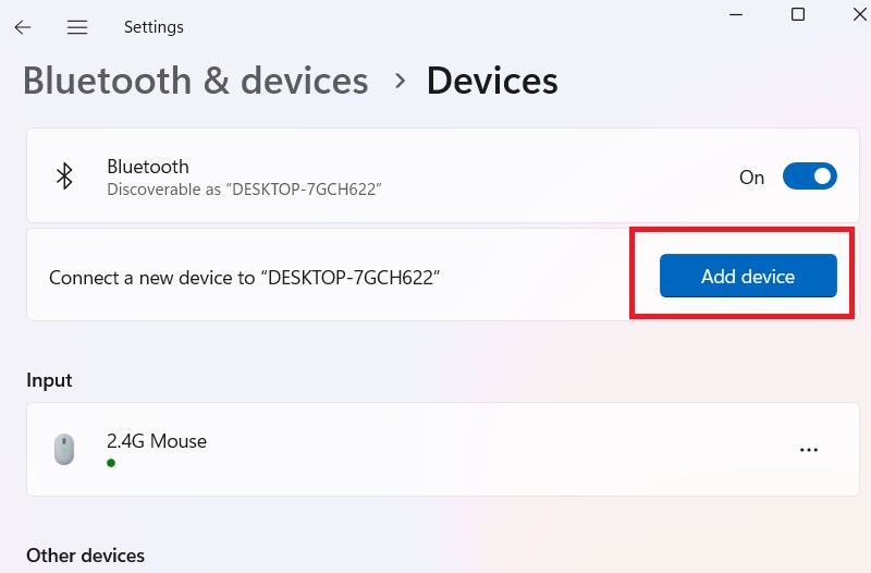 Add a Bluetooth device in the network.