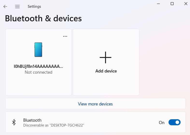 Bluetooth toggle is turned on in Windows to make the device discoverable. (For Windows 11). 