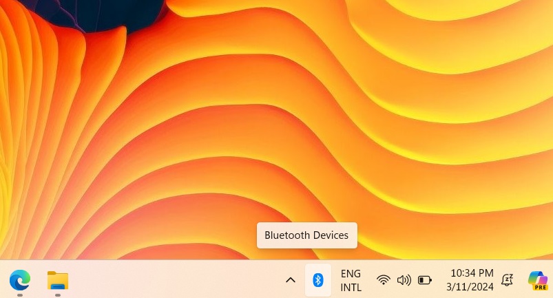 Bluetooth icon on System Tray. 