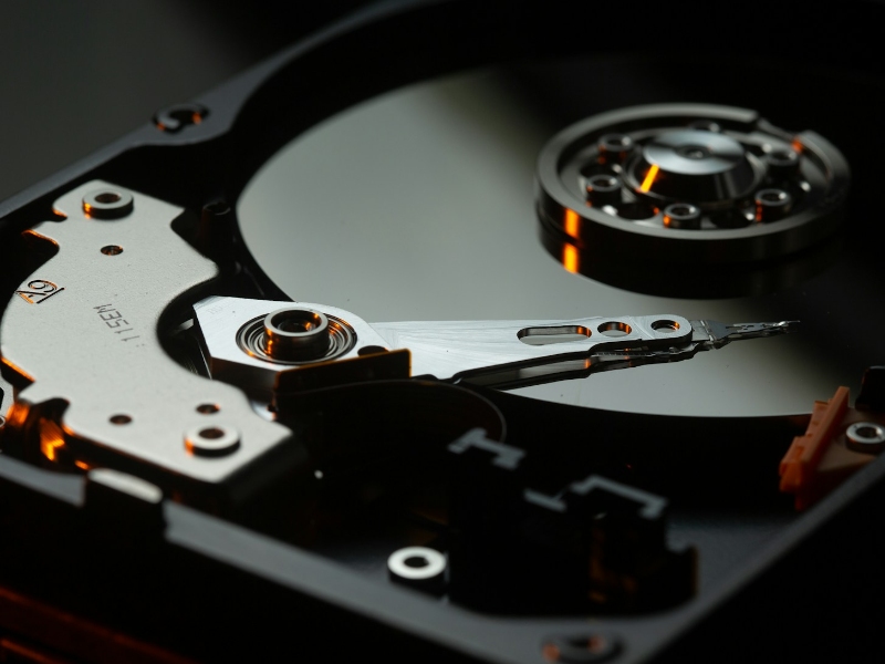 Hard disk drive internal view