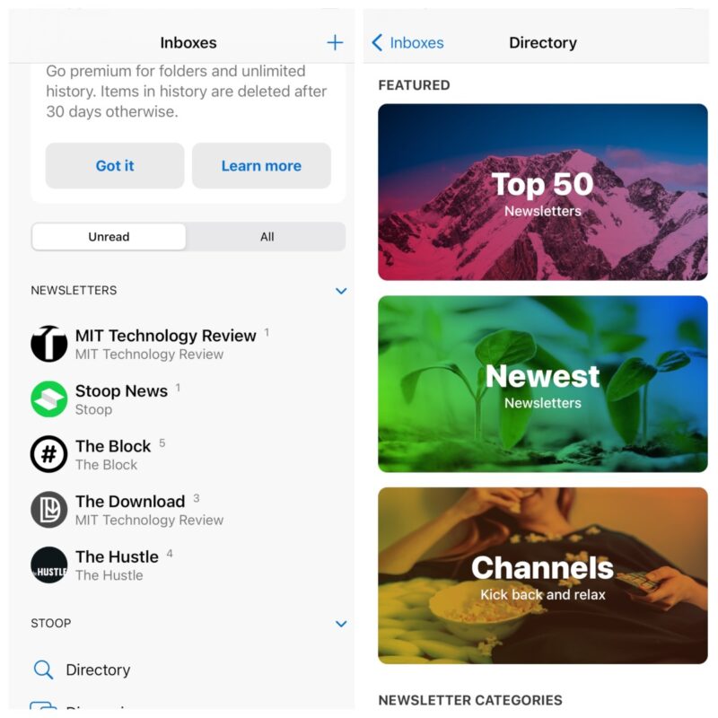 Stoop Inbox App Images.