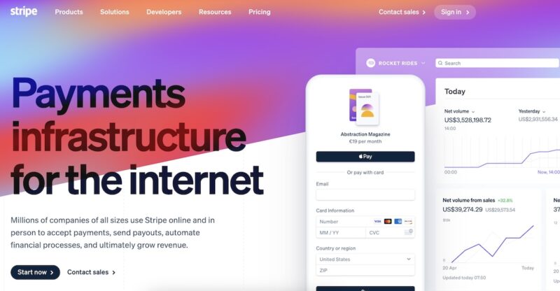 Stripe Main Page