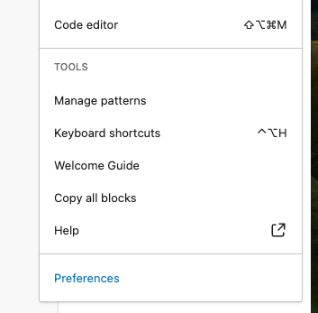 Wordpress Post Preferences Menu