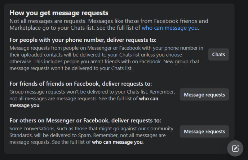 Adjusting Messaging Requests On Facebook