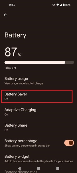 Checking whether Battery Saver option is enabled on Android. 