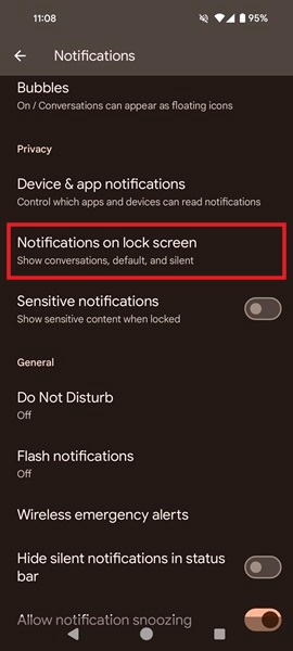 Checking whether Notification on lock screen is enabled via Settings. 