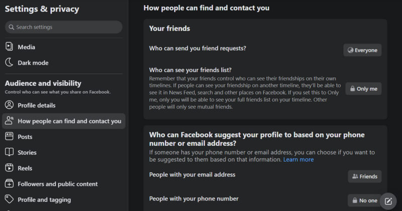 Audience And Visibility Settings Facebook