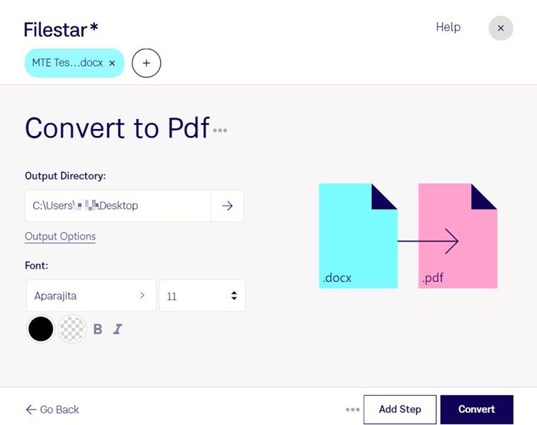 Converting documents to PDF in Filestar. 
