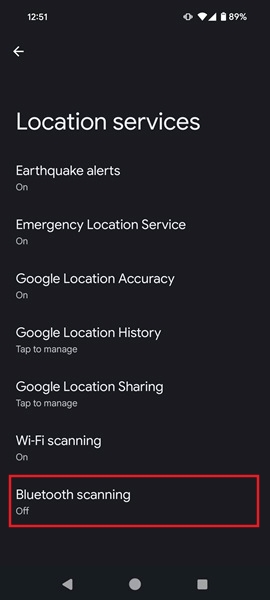 Turning Bluetooth scanning off on Android phone. 