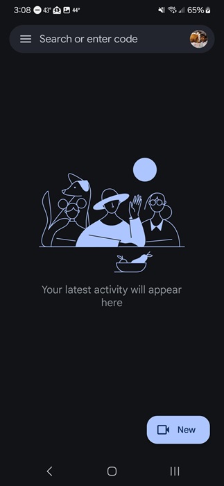 Google Meet main page.