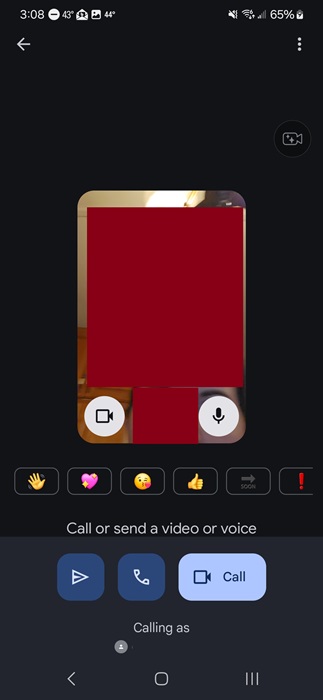 Making a call on Google Meet.