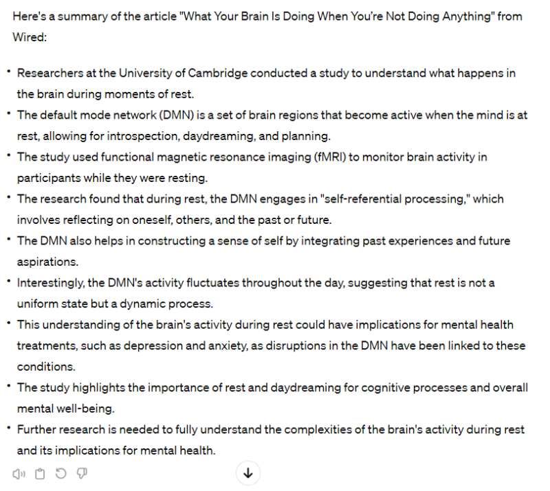 Chat Gpt 3.5 article summary.