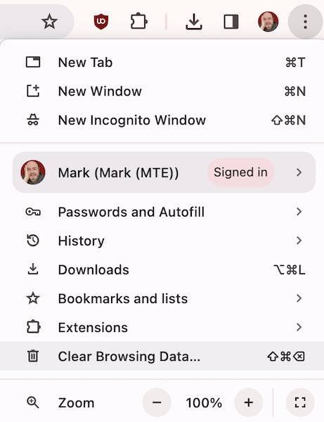 Chrome Browser Clear Cache