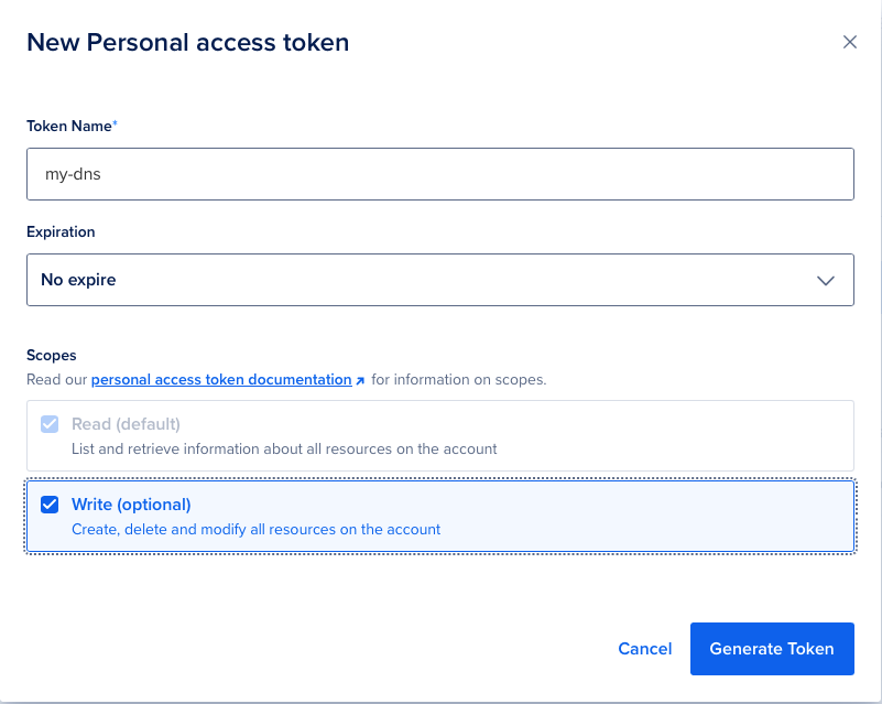 A screenshot showing the token's details for automated SSL wildcard certificates.