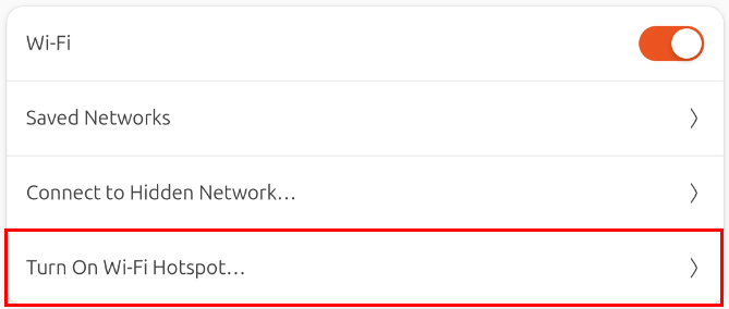 A screenshot highlighting the Wi-Fi hotspot option on the Wi-Fi category.