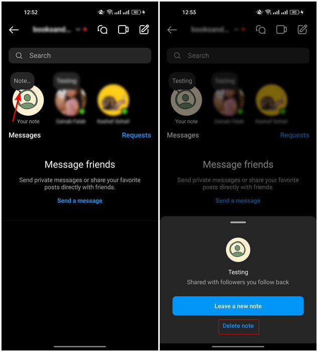 Delete Instagram Note