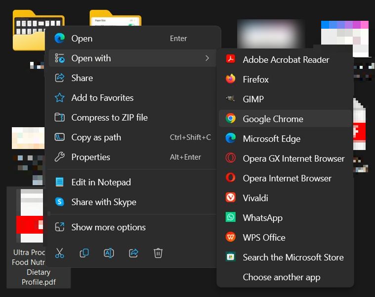 Opening PDF file with browser on Windows device.