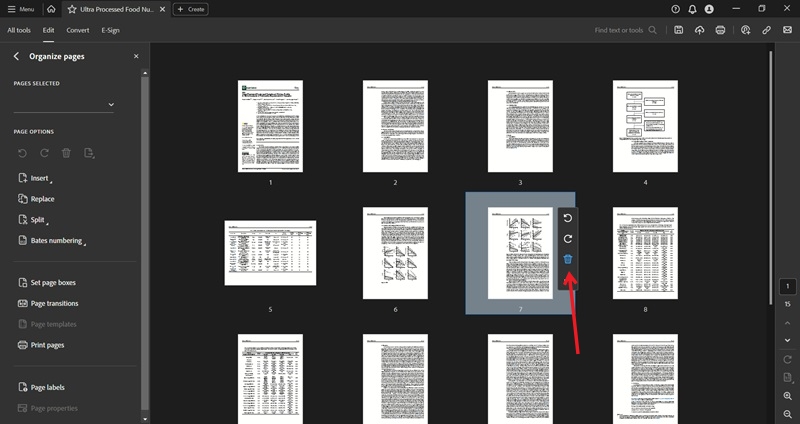Deleted pages from PDF via Acrobat.