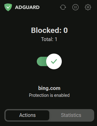 AdGuard interface in Microsoft Edge
