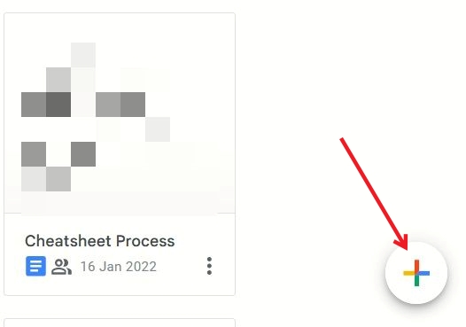 Press on the "+" button in Google Docs webpage.