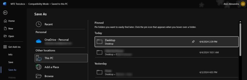 Using the "Save as" option in Word. 