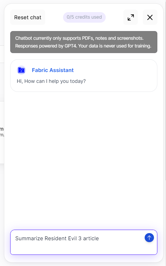 Fabric summarize article request.