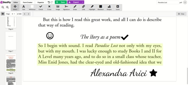 PDF opened online using DocFly.