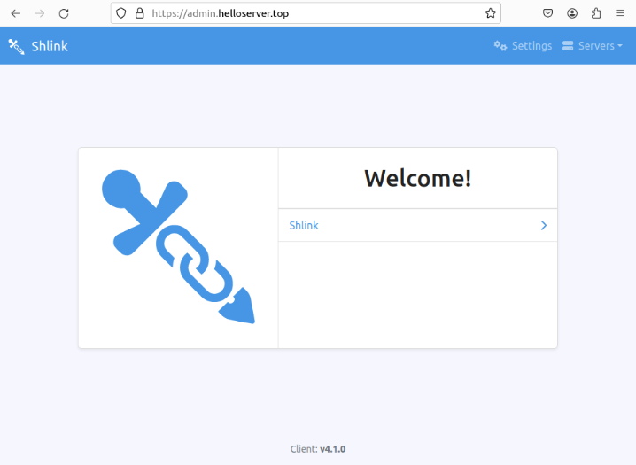 A screenshot showing the default landing page for a Shlink instance.
