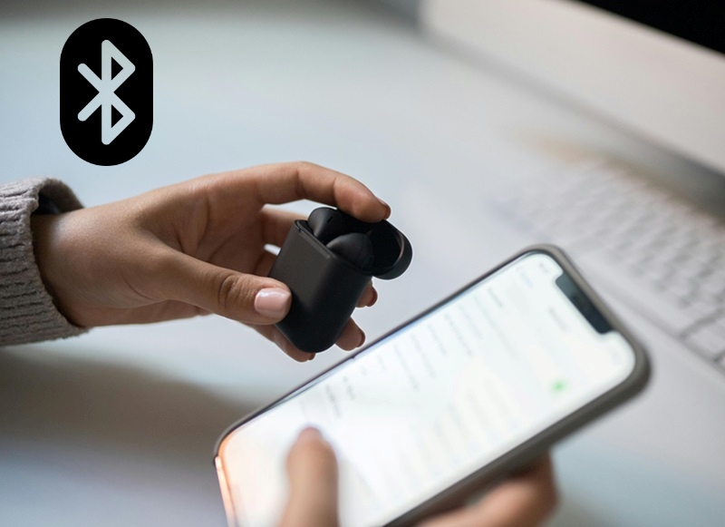 Connecting phone to wireless buds using Bluetooth.