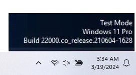 Verify message that you're in Test Mode.