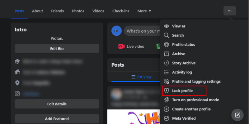 Lock Facebook Profile