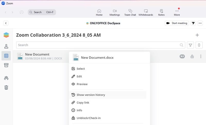 File options after a meeting is complete.