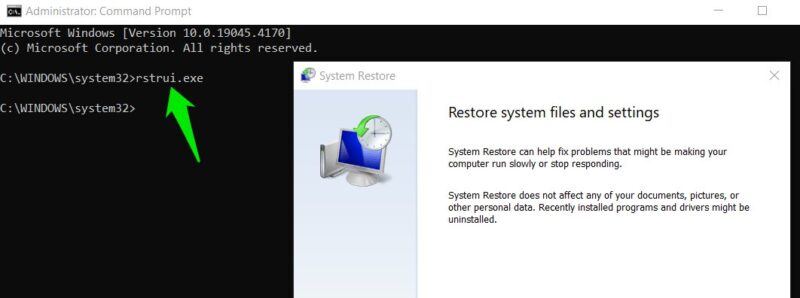 Open System Restore From Command Prompt