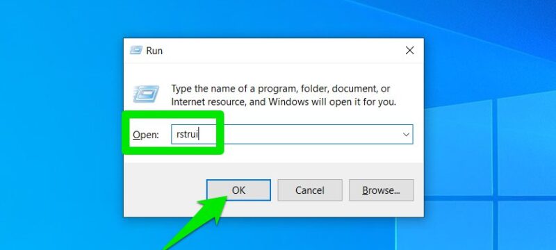 Open System Restore From Run