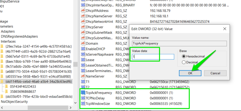 Optimize Network Latency Registry