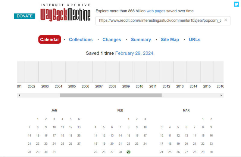 Reddit Post In Wayback Machine