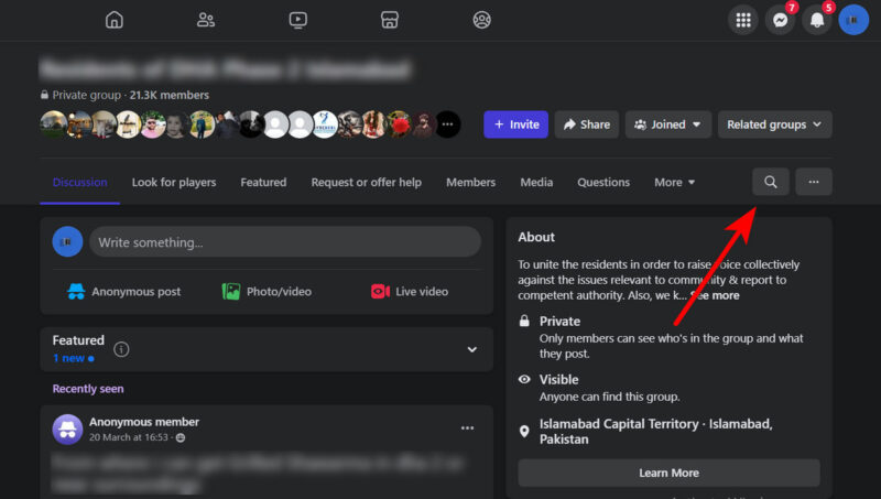 Search A Facebook Group